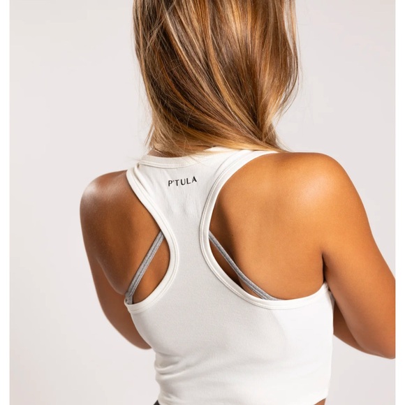 P’tula White Ribbed Crop Tank - Picture 2 of 5